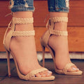 Women Faux suede Braided Strap Stiletto Heel With Buckle Closure-apricot-6-JadeMoghul Inc.