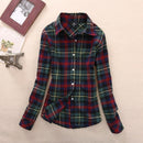 Women Flannel Plaid Button Down Shirt Tunic-902-M-JadeMoghul Inc.