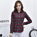 Women Flannel Plaid Button Down Shirt Tunic-906-M-JadeMoghul Inc.