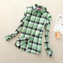 Women Flannel Plaid Button Down Shirt Tunic-907-L-JadeMoghul Inc.