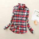 Women Flannel Plaid Button Down Shirt Tunic-908-L-JadeMoghul Inc.