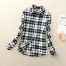 Women Flannel Plaid Button Down Shirt Tunic-915-M-JadeMoghul Inc.