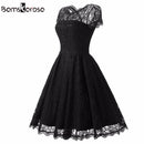 Women Flared Summer Lace Dress-Black-XXL-JadeMoghul Inc.