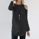 Women Flared Tunic Top With Cold Shoulder Detailing-Dark Grey-S-JadeMoghul Inc.