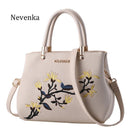 Women Floral Embroidered Patent Leather Hand Bag-Black-JadeMoghul Inc.