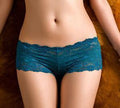 Women Floral Lace Boyshort Panties-blue-M-JadeMoghul Inc.