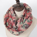 Women Floral Print Viscose Infinity Scarf-3-JadeMoghul Inc.