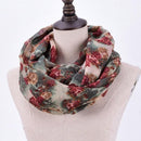 Women Floral Print Viscose Infinity Scarf-6-JadeMoghul Inc.