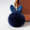 Women Fluffy Bunny Ear Fur Ball Keychain / Bag Charm-dark blue-JadeMoghul Inc.