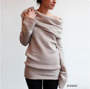 Women Fold Over Collar Full Sleeved Sweater-a-M-JadeMoghul Inc.