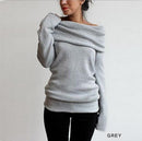 Women Fold Over Collar Full Sleeved Sweater-b-M-JadeMoghul Inc.