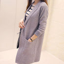 Women Front Open Long Cardigan-Gray-L-JadeMoghul Inc.