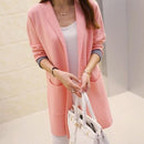 Women Front Open Long Cardigan-Pink-L-JadeMoghul Inc.