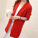 Women Front Open Long Cardigan-Red-L-JadeMoghul Inc.