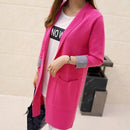 Women Front Open Long Cardigan-rose red-L-JadeMoghul Inc.