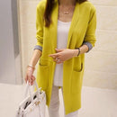 Women Front Open Long Cardigan-Yellow-L-JadeMoghul Inc.