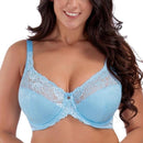 Women Full Coverage Non Padded Lace Sheer Underwire Minimizer Bra-Blue04-DD-44-JadeMoghul Inc.