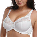Women Full Coverage Non Padded Lace Sheer Underwire Minimizer Bra-White02-F-38-JadeMoghul Inc.