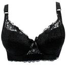 Women Full Cup Wire Free Adjustable Strap Lace Push Bra-1328 black-80C-JadeMoghul Inc.