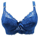 Women Full Cup Wire Free Adjustable Strap Lace Push Bra-1328 blue-80C-JadeMoghul Inc.