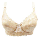 Women Full Cup Wire Free Adjustable Strap Lace Push Bra-1328 khaki-80C-JadeMoghul Inc.