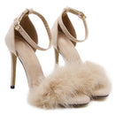 Women Fur 4 Inch Heel Stiletto With Ankle Pin Buckle Closure-apricot-5-JadeMoghul Inc.