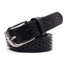 Women Genuine Cow Leather Belt With Cut Work Detailing-Black-105cm-JadeMoghul Inc.