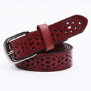 Women Genuine Cow Leather Belt With Cut Work Detailing-Brown-105cm-JadeMoghul Inc.