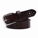 Women Genuine Cow Leather Belt With Cut Work Detailing-Coffee-105cm-JadeMoghul Inc.