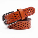 Women Genuine Cow Leather Belt With Cut Work Detailing-Orange-105cm-JadeMoghul Inc.