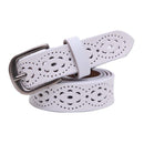 Women Genuine Cow Leather Belt With Cut Work Detailing-White-105cm-JadeMoghul Inc.