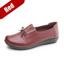 Women Genuine Cow Leather Loafers With Bow Detailing-RED-4-JadeMoghul Inc.