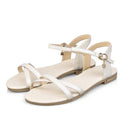 Women Genuine Cow Leather Sandals With Buckle Closure-Beige-4-JadeMoghul Inc.