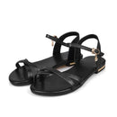 Women Genuine Cow Leather Sandals With Buckle Closure-Black-4-JadeMoghul Inc.