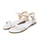 Women Genuine Cow Leather Sandals With Buckle Closure-White-4-JadeMoghul Inc.