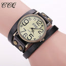 Women Genuine Cow leather Wrap Around Bracelet Watch-black-JadeMoghul Inc.