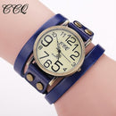 Women Genuine Cow leather Wrap Around Bracelet Watch-blue-JadeMoghul Inc.