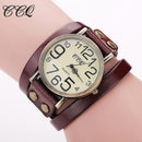 Women Genuine Cow leather Wrap Around Bracelet Watch-dark brown-JadeMoghul Inc.