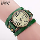 Women Genuine Cow leather Wrap Around Bracelet Watch-green-JadeMoghul Inc.