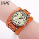 Women Genuine Cow leather Wrap Around Bracelet Watch-orange-JadeMoghul Inc.