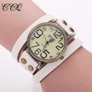 Women Genuine Cow leather Wrap Around Bracelet Watch-white-JadeMoghul Inc.