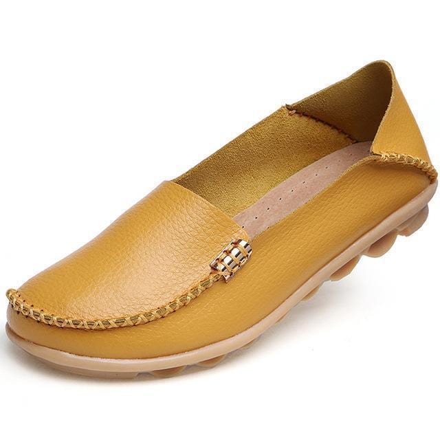 Women Genuine Leather Candy Color Summer Loafers-Beige-5-JadeMoghul Inc.