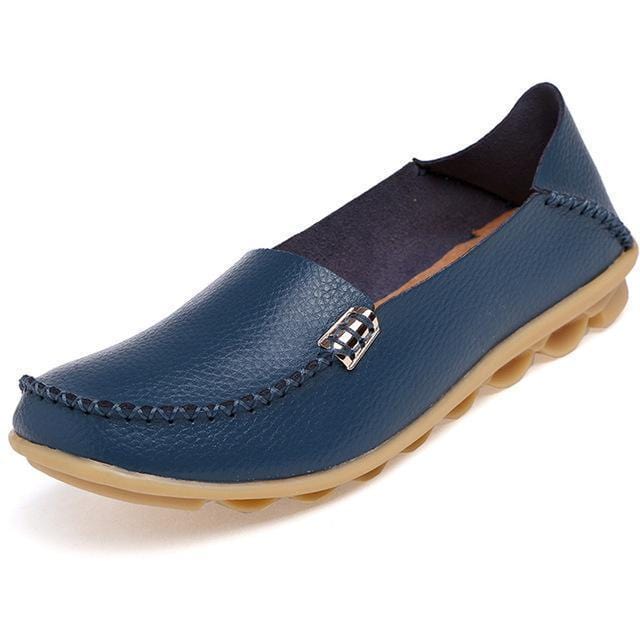 Women Genuine Leather Candy Color Summer Loafers-Blue-5-JadeMoghul Inc.