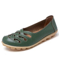Women Genuine Leather Loafers With Cross Strap design-Army Green-4.5-JadeMoghul Inc.
