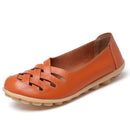 Women Genuine Leather Loafers With Cross Strap design-Army Green-4.5-JadeMoghul Inc.