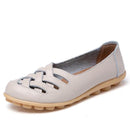 Women Genuine Leather Loafers With Cross Strap design-Beige-4.5-JadeMoghul Inc.