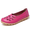 Women Genuine Leather Loafers With Cross Strap design-Hot Pink-4.5-JadeMoghul Inc.