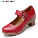 Women Genuine Leather Mary Jane Boots With Buckle Closure-Black-5-JadeMoghul Inc.