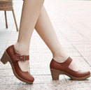 Women Genuine Leather Mary Jane Boots With Buckle Closure-Brown-5-JadeMoghul Inc.