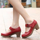 Women Genuine Leather Mary Jane Boots With Buckle Closure-Red-5-JadeMoghul Inc.